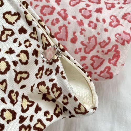Leopard Makeup Bags for Women, Corduroy Cosmetic Pouch Large Purse - Image 6