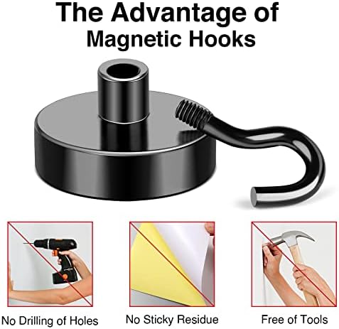 MIKEDE Black Magnetic Hooks Heavy Duty 30 LBS Strong Magnets - Image 4