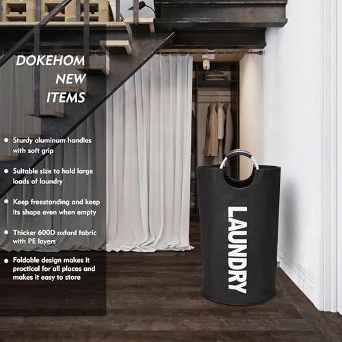 DOKEHOM 90L Large Laundry Basket Bag, Collapsible Tall Hamper - Image 2