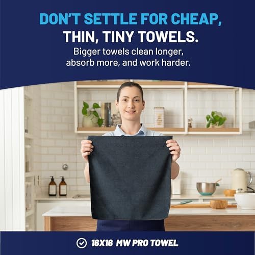 MW Pro Microfiber Cleaning Cloth | Black Gray | 12 Pack | 16” x 16” | All - Image 3