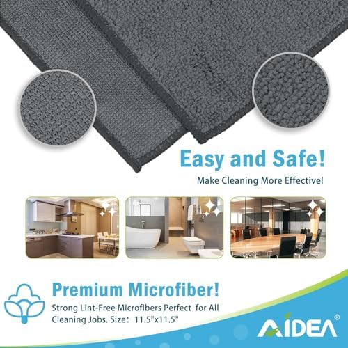 AIDEA Microfiber Cleaning Cloth Grey 100PK, Microfiber Towels 11.5"×11.5" - Image 7