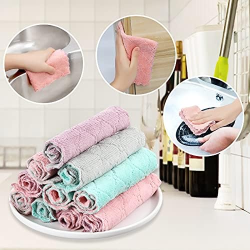 GADIEDIE 20 Pack Kitchen Dish Cloths Dish Towels, Super Absorbent Coral Fleece - Image 6