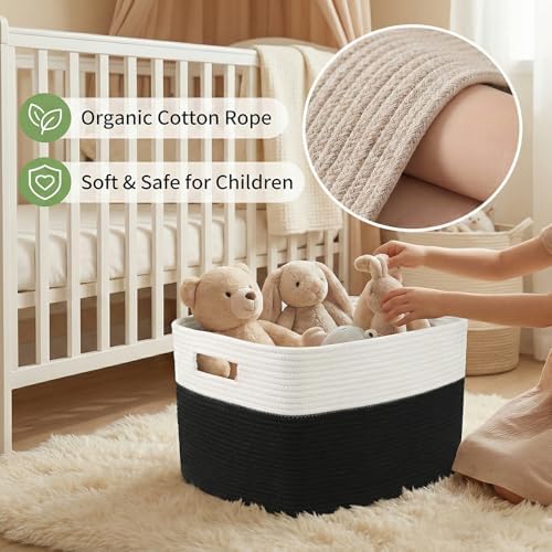 JMvicyroam 65L Large Woven Cotton Rope Blanket Basket - Image 4