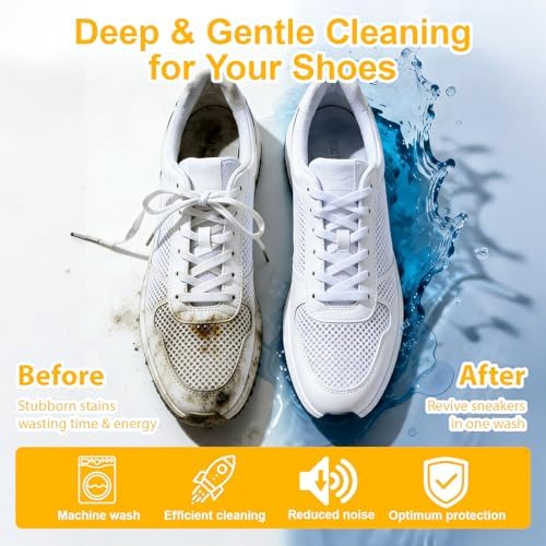 Shoe Washing Machine Bag, Reusable Sneaker Laundry Bag, 2 Pack White - Image 6