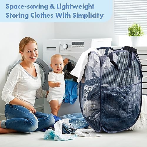 Pop Up Laundry Hamper, 70 L Collapsible Mesh Basket - Image 7