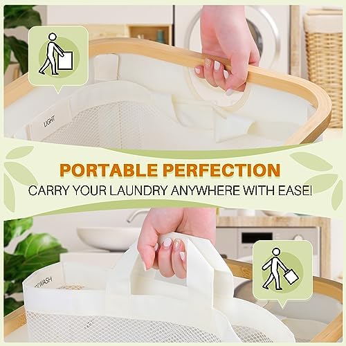 145L Laundry Hamper with Lid, 3 Section Laundry Basket with 3 Removable Bag - Image 5