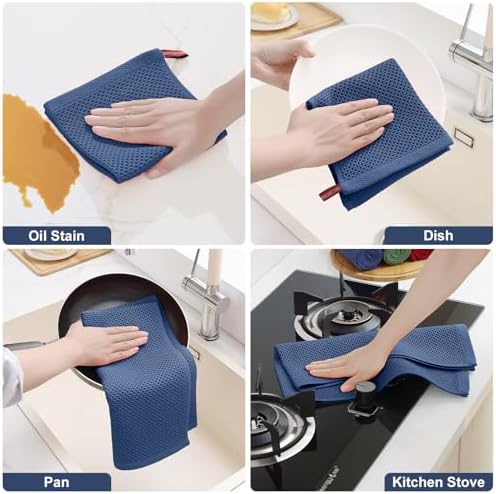 Homaxy 8 Pack 100% Cotton Kitchen Towels and Dishcloths Set - Image 5