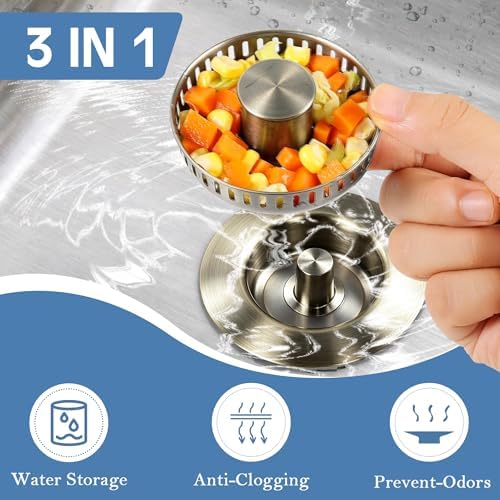 TGOSOMT Kitchen Sink Drain Strainer Stopper, Anti-Clog & Quick Drain - Image 2