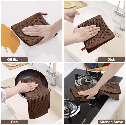 Homaxy 10 Pack 100% Cotton Kitchen Towels and Dishcloths Set - Image 5