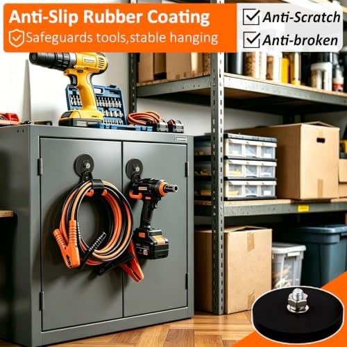 MUTUACTOR Upgraded Magnetic Hooks, Φ2.59” 20lbs Magnet Garage Storage System - Image 3