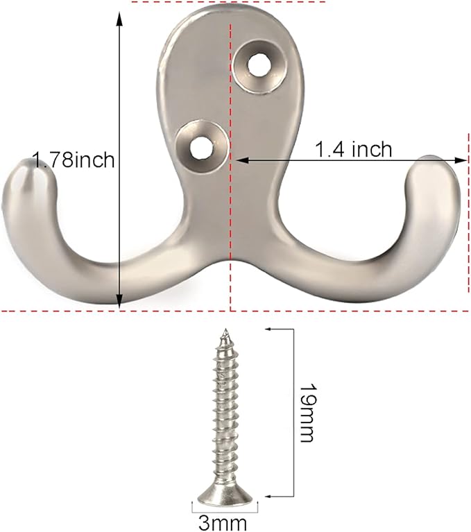 IBosins 28 Pack Heavy Double Prong Coat Hooks Wall Mounted - Image 2