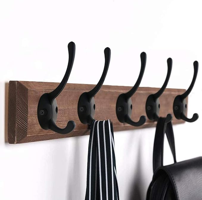 IBosins 32 Pack Black Double Coat Hooks Wall Mounted - Image 4