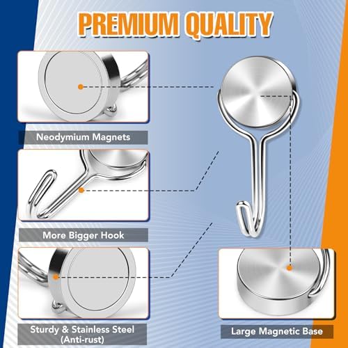 TRYMAG Strong Magnetic Hooks for Cruise Cabins 6 Pack 30LBS - Image 4