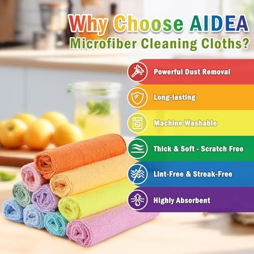 AIDEA Microfiber Cleaning Cloth, Cleaning Rags, 11.5"×11.5" - Image 2