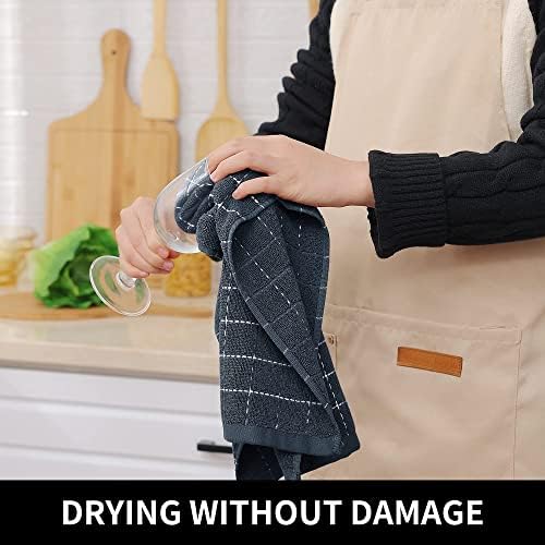 Homaxy 100% Cotton Terry Kitchen Towels, 5 Pack, Dark Grey - Image 4