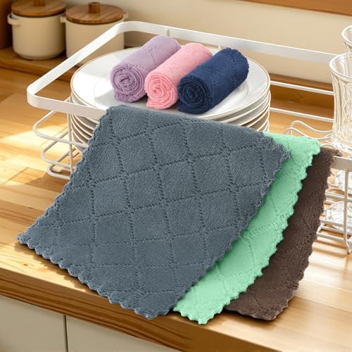 Homaxy Super Soft Absorbent 12 Pack Coral Velvet Dish Cloths - Image 6