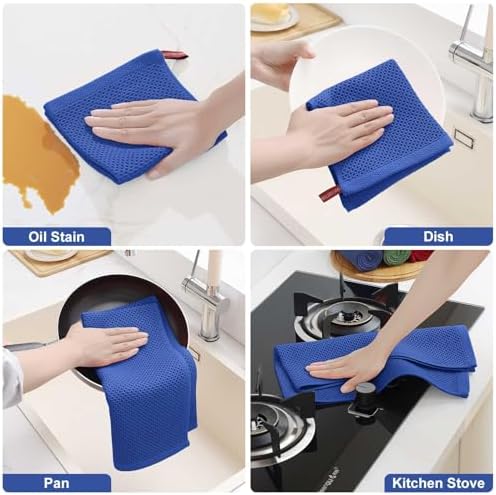 Homaxy 8 Pack 100% Cotton Kitchen Towels and Dishcloths Set - Image 5