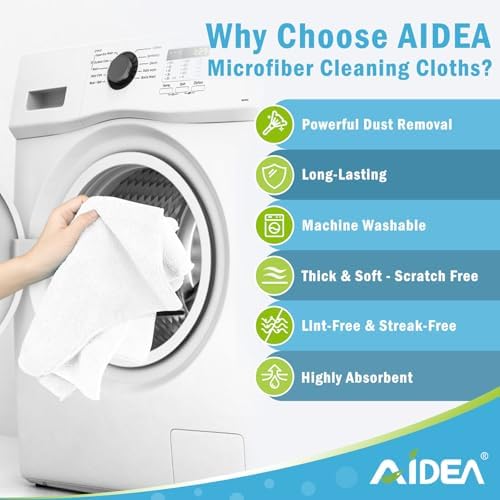 AIDEA White Microfiber Cleaning Cloth, Cleaning Rags 11.5"x 11.5" - Image 3