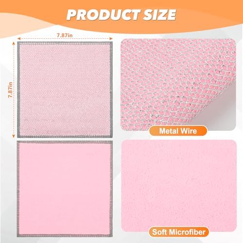 12Pack Upgrade Multipurpose Wire Dishwashing Rags, Dual-Side Non Scratch Wire - Image 3