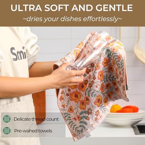 Set of 8 Cotton Floral Fall Kitchen Towels - Image 3