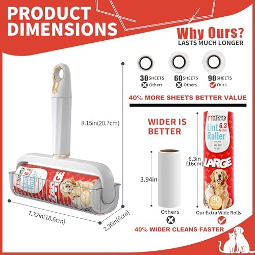 Minson’s BestShop Extra Sticky Lint Roller, 6.3” Extra Wide - Image 3