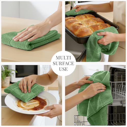 Homaxy 100% Cotton Kitchen Towels 18"x28", 4 Pack Dish Towels, Grass Green - Image 5