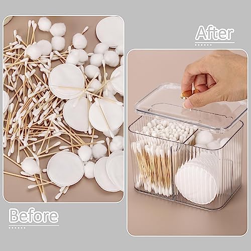 Tbestmax Qtip Holder Dispenser 3-Section Clear Bathroom Organizer Jar 3 Grids - Image 7
