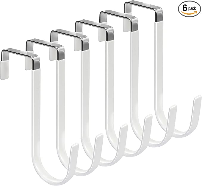 FYY Over the Door Hooks, Single-Hanger 6 Pack, Fits Doors 1 3/8" White | Heavy by FYY