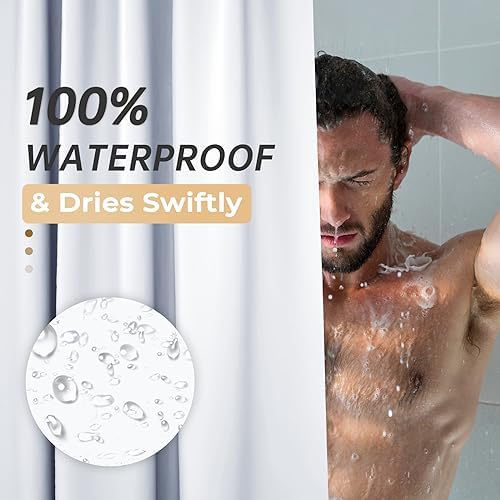 AmazerBath White Shower Curtain Liner Plastic, PEVA Shower Curtain Heavy Duty - Image 4