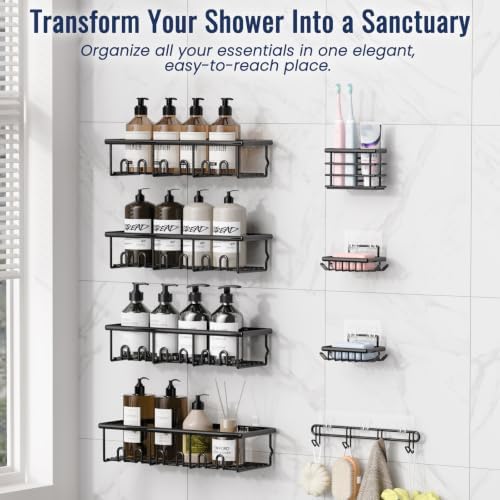 8 Pack Adhesive Large Capacity No-Drilling Shower Caddy - Image 3