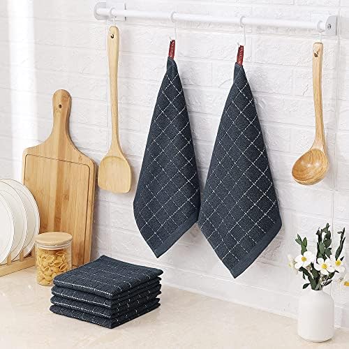 Homaxy 100% Cotton Terry Kitchen Dish Cloths, 7 Pack, Dark Grey - Image 6