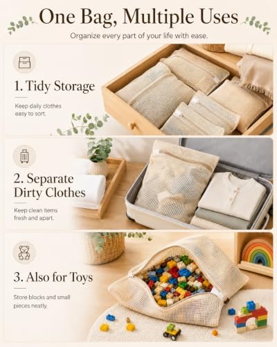 Mesh Laundry Bags for Delicates 6-Pack – 15.74 x 19.68 inch Large & Sturdy - Image 4