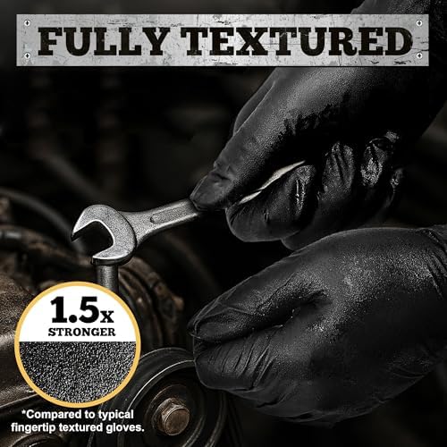 TitanFlex Heavy Duty Black Nitrile Gloves, 6 Mil, Fully Textured, Mechanic - Image 3