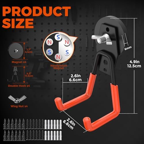 4 Pcs Large Strong Magnetic Hooks Heavy Duty Garage Big Magnet Hooks Extra - Image 2