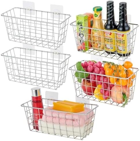 JUNCHU CHERRY 5 Pack Hanging Storage Basket, Bathroom Basket, Household Goods by JUNCHUCHERRY
