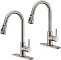 WEWE Pull-Down Kitchen Faucet, 3-Mode Sprayer, Brushed Nickel, 2 Set | 360° by WEWE