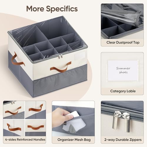 Shoe Organizer for Closet, Adjustable Storage Box Holds 16 Pairs - Image 5