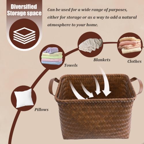BROWNLILY Handwoven Clothes Basket Laundry Hampers Large Wicker Storage Baskets - Image 5