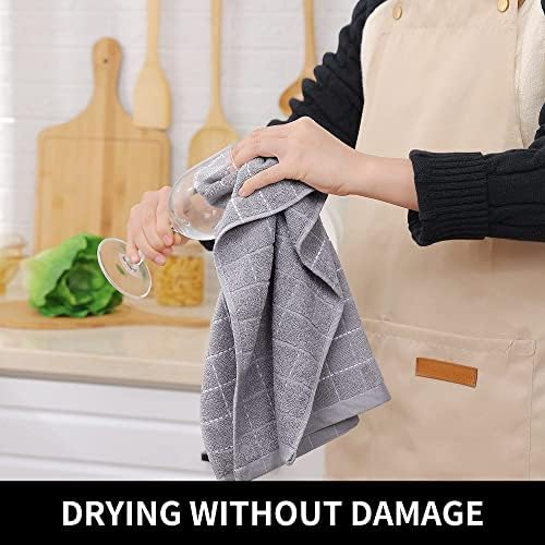 Homaxy 100% Cotton Terry Kitchen Towels, 5 Pack, Light Grey - Image 4