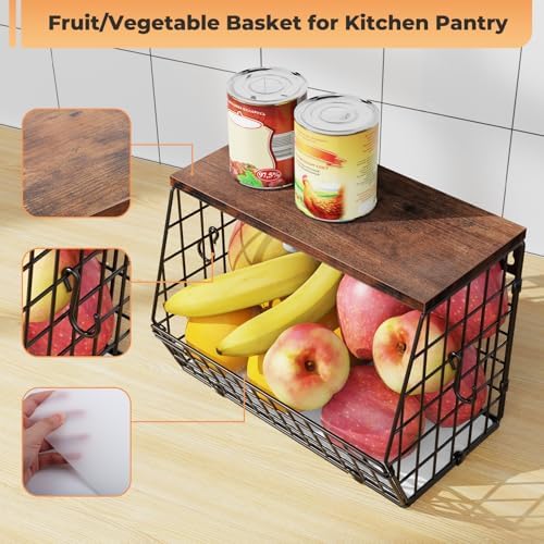 Wawocs Fruit Basket for Kitchen Counter, Fruit Bowl Stackable Wall Mounted - Image 3