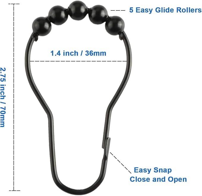 Shower Curtain Hooks Rings, Rustproof Metal Shower Curtain Rings - Image 2