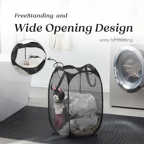 TECHMILLY Collapsible Mesh Pop Up Laundry Hamper - Image 4