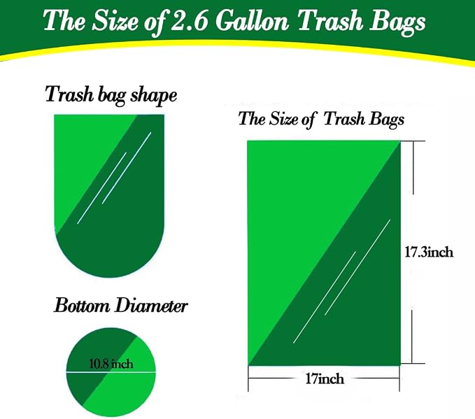 Hommaly 2.6 Gallon 200 pcs Small Black Trash Bags, Strong 2.5 Gallon Garbage - Image 2