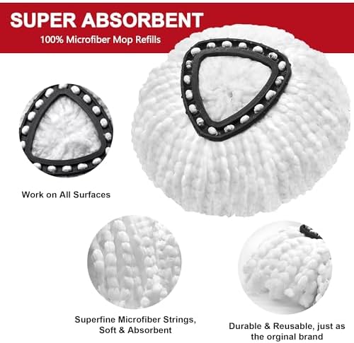4 Pack Mop Heads Replacements for O-Ceda Easy Wrin Spin System, Microfiber - Image 4