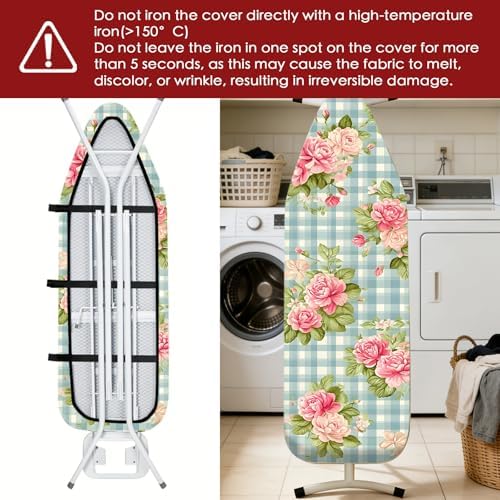 Nuxovilar Plaid Floral Cotton Ironing Board Cover 15x54 Fabric - Image 6