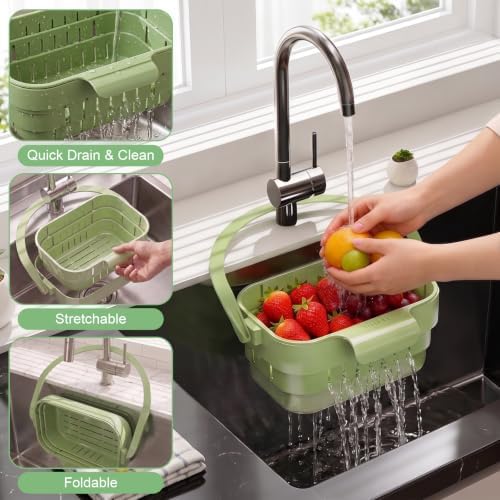 Foldable Hanging Sink Drain Basket, Space Saving Colander - Image 2