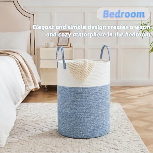 Laundry Basket, Woven Cotton Rope Laundry Hamper, 40L - Image 3