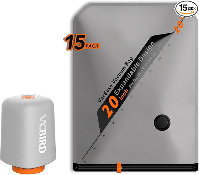 Rechargeable Wireless Pump Travel Storage Bags Set by VACBIRD