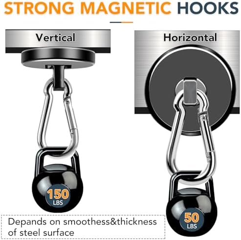MIKEDE Magnetic Hooks Heavy Duty 150LB Strong Swivel Neodymium Magnets - Image 2