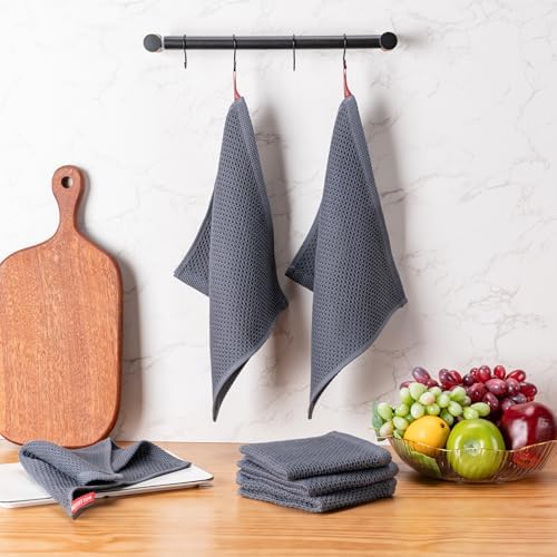 Kitchen Towels 6-Pack Kitchen Dish Cloths, 100% Cotton, 12x12 In, Dark Grey - Image 7
